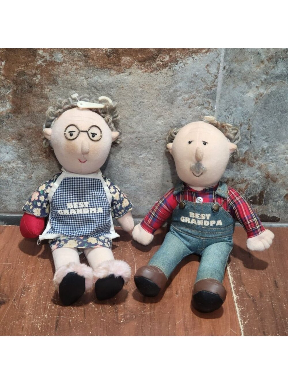 Vintage Peppy People Grandma Tillie & Grandpa Joe Plush Dolls 1998 - Picture 6 of 13